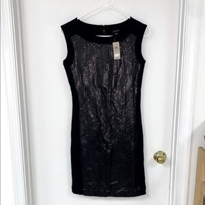 NWT Ann Taylor black sequin shift dress